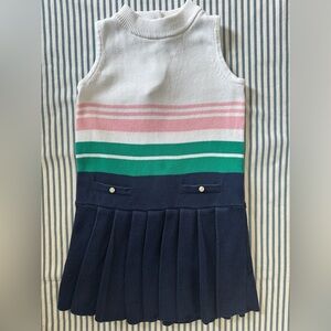 Janie and Jack White, Pink, Green, and Navy Kids Casual Dress